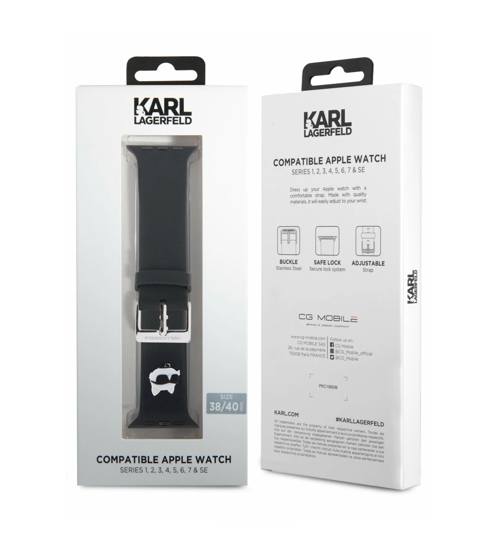 Lagerfeld для Apple Watch 38/40/41мм ремешок 3D Rubber NFT Choupette head, Черный