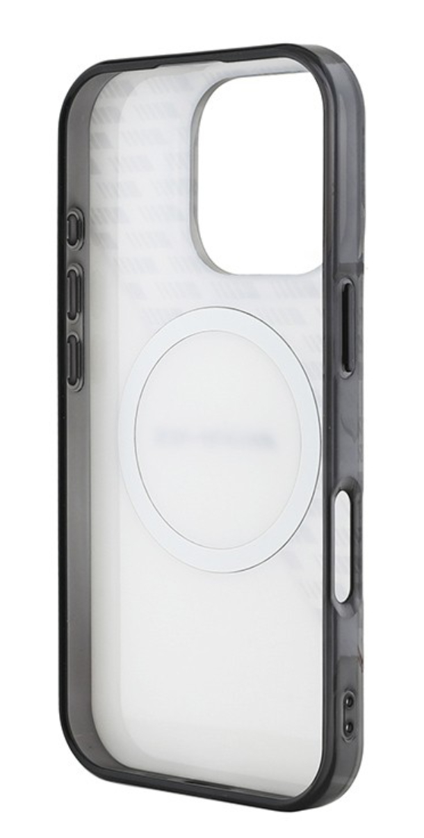 Чехол AMG для iPhone 16 Pro, PC/TPU Двухслойные ромбы MagSafe, Белый/Красный