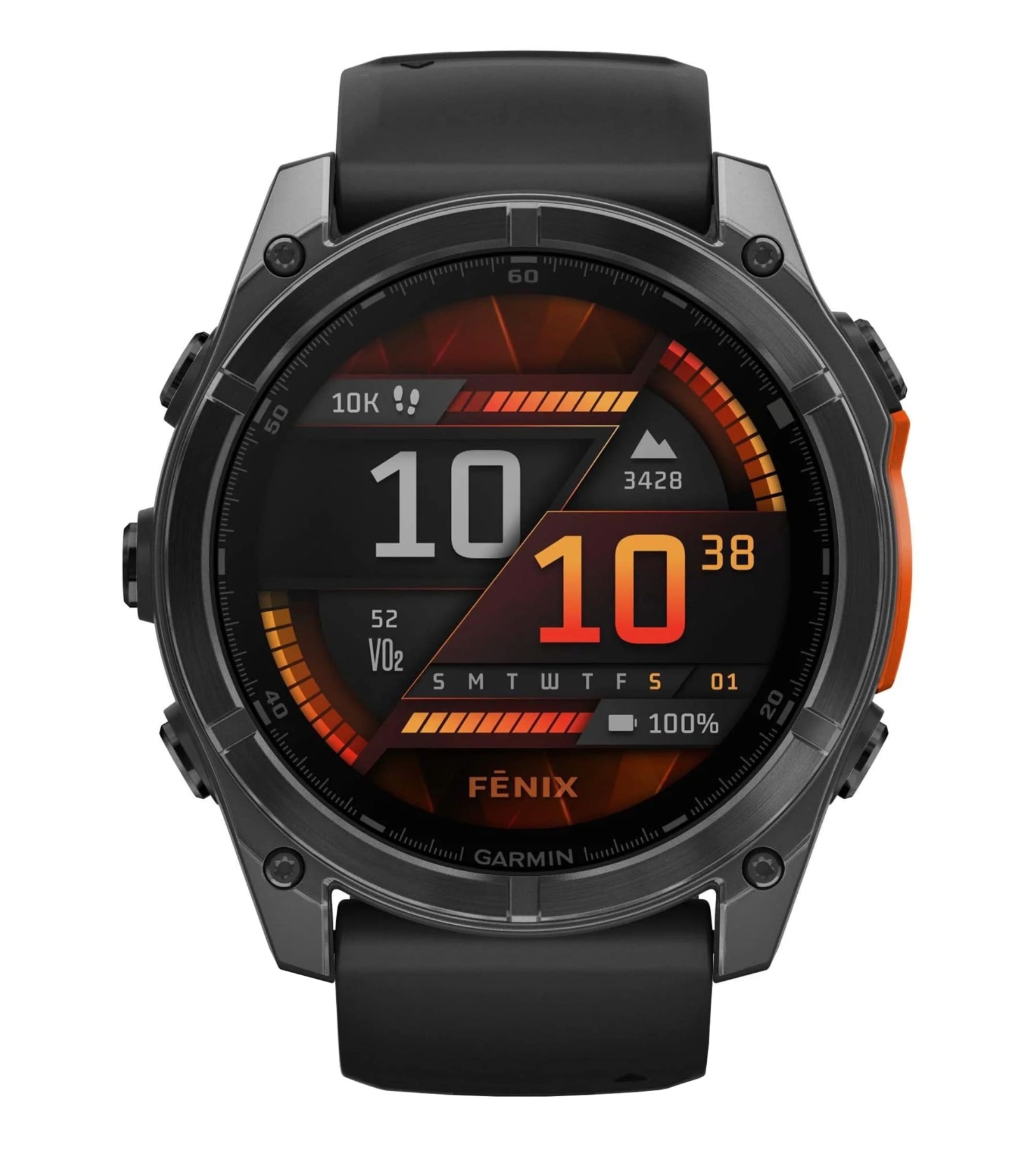 Garmin Fenix 8, 51 мм, AMOLED, Темно-серый с черной силиконовой лентой