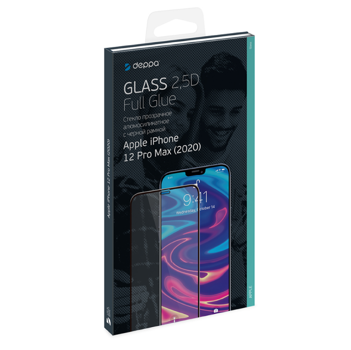 Защитное стекло Deppa 2,5D Full Glue для Apple iPhone 12 Pro Max, Черная рамка