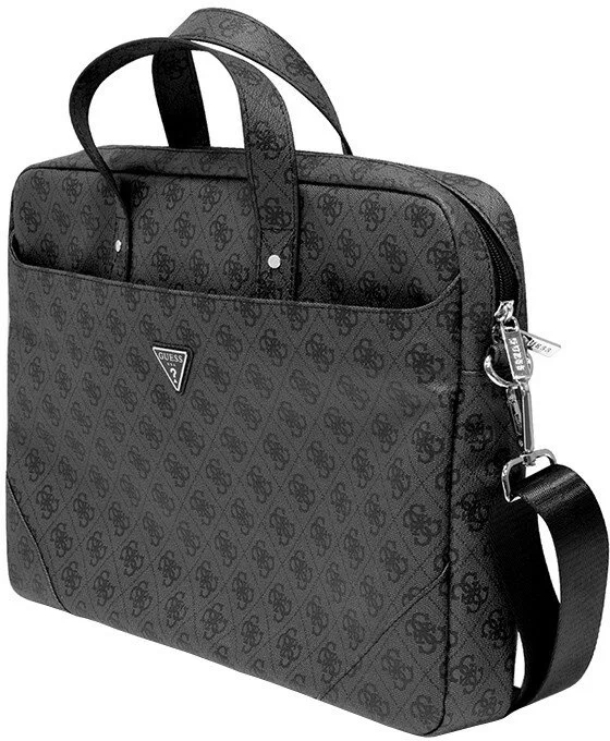 Сумка Guess для ноутбуков 15-16 4G с треугольным металлическим логотипом, Черная
