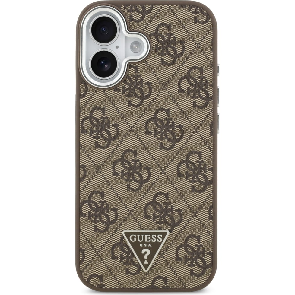 Чехол Guess iPhone 17 PU 4G Triangle Diamond metal logo Hard Brown, MagSafe, Коричневый
