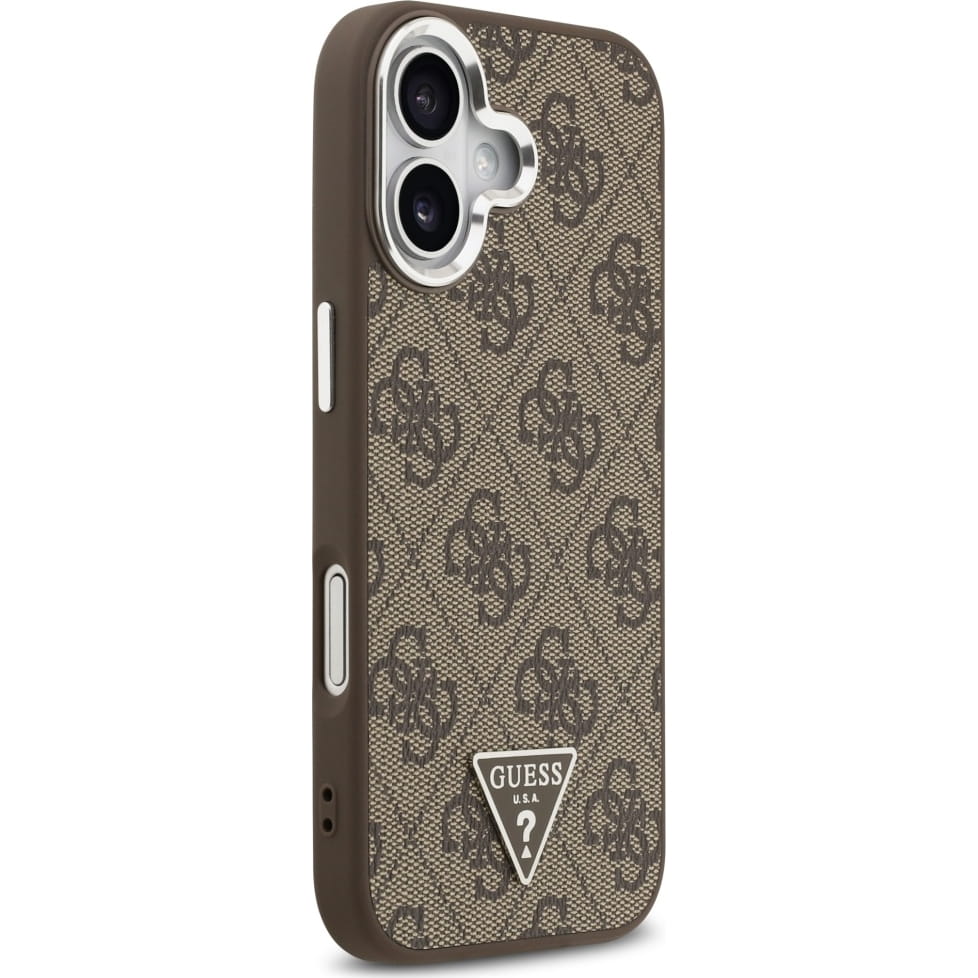 Чехол Guess iPhone 17 PU 4G Triangle Diamond metal logo Hard Brown, MagSafe, Коричневый