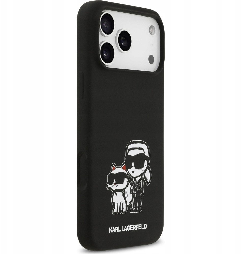 Чехол Lagerfeld iPhone 17 Pro Max Liquid Silicone Sketch Karl&Choup Metal cam Hard Blk, MagSafe, Черный