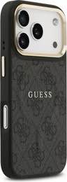 Чехол Guess iPhone 17 Pro чехол PU 4G Classic metal logo Gold camera Hard Black, Magsafe, Коричневый