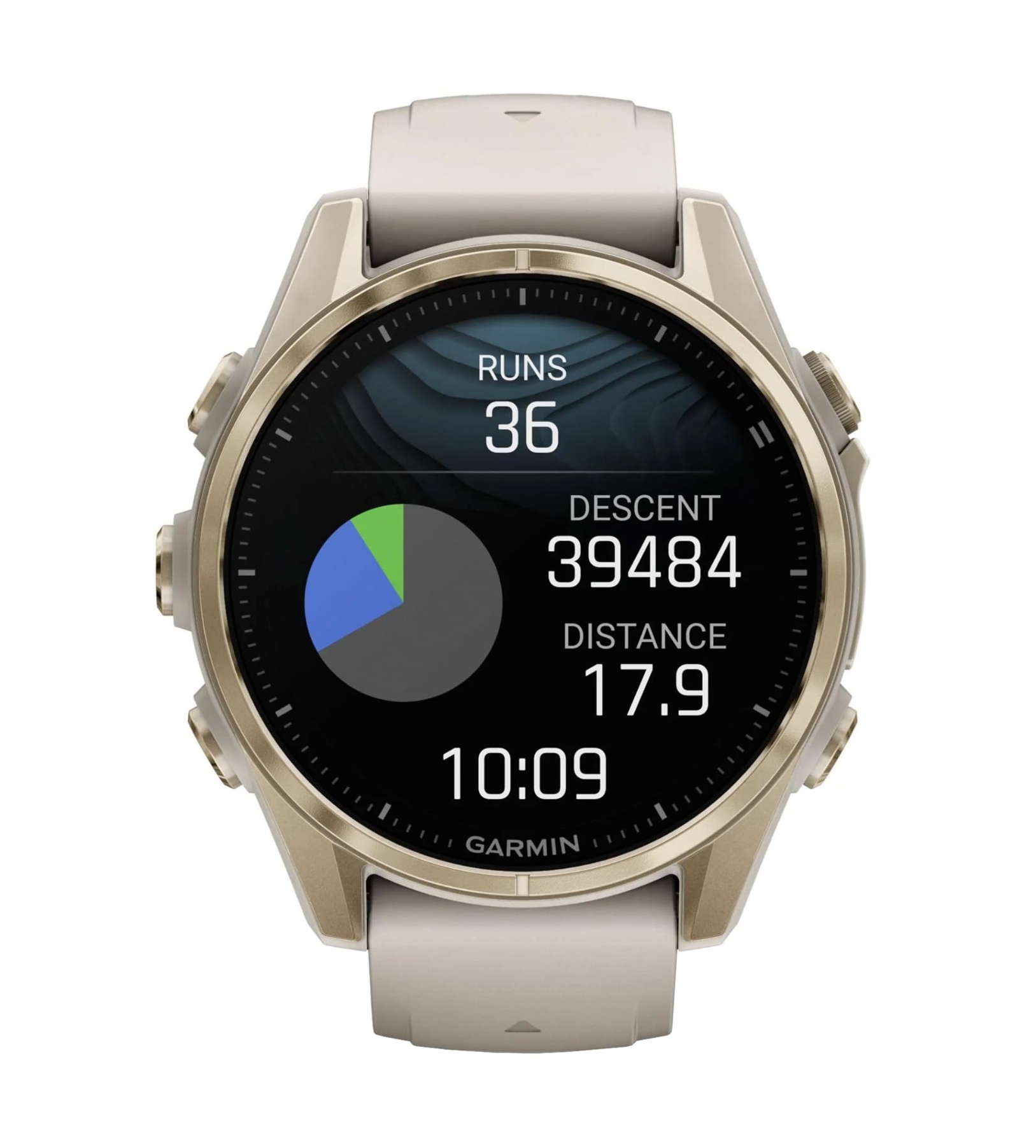 Garmin Fenix 8, 43 мм, AMOLED, Сапфир нежно-золотистого цвета с силиконовым ремешком из серого/темного песчаника