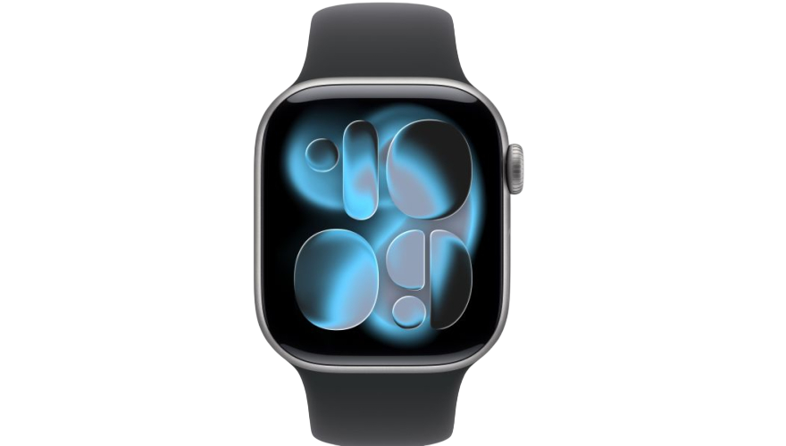 Apple Watch Series 11 GPS 42mm, Космический Серый Алюминиевый корпус, Черный спортивный ремешок S/M MEQW4