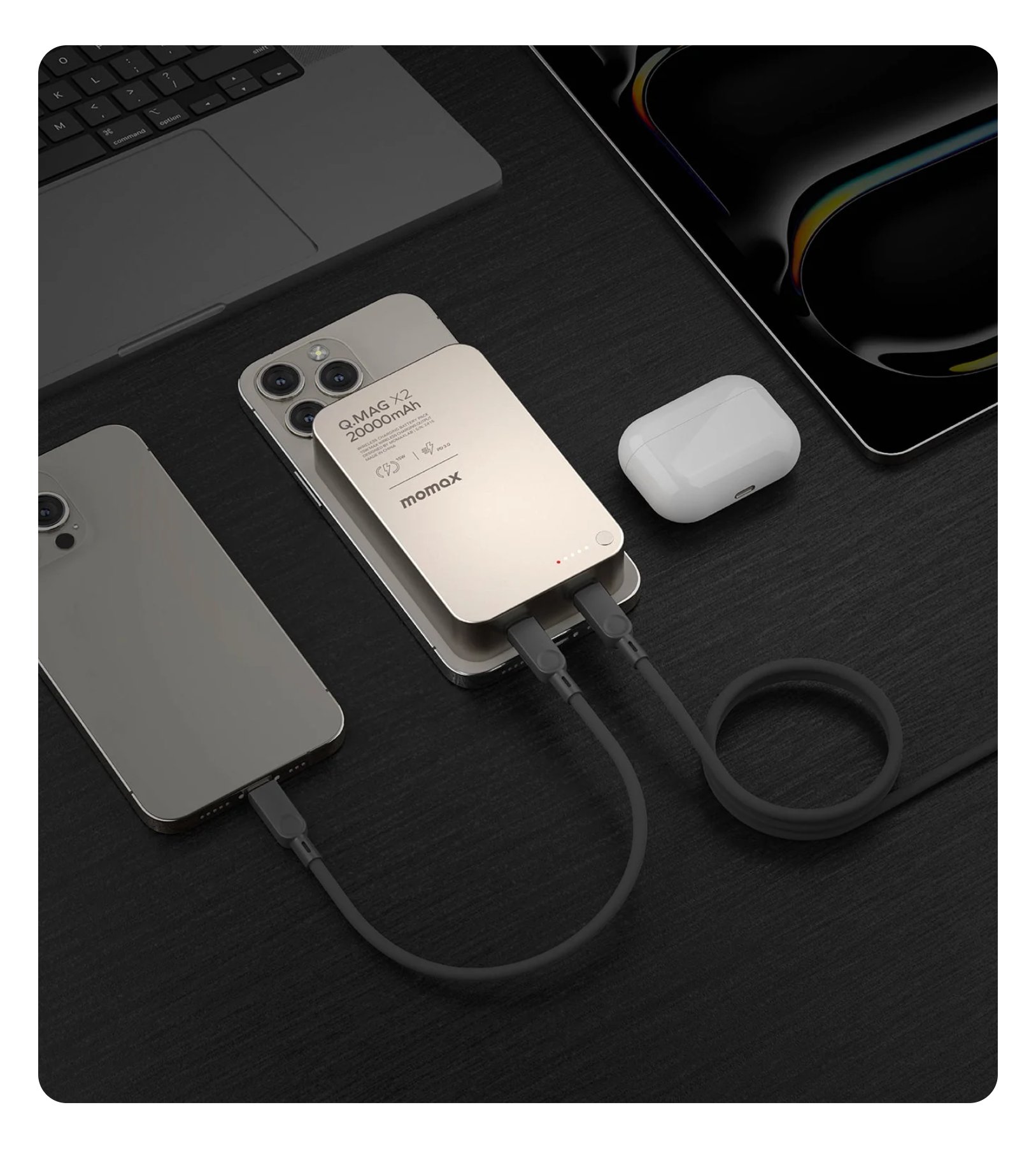 Power Bank Momax Q. Mag X2, 20 000 мА·ч, IP133CND, Черный