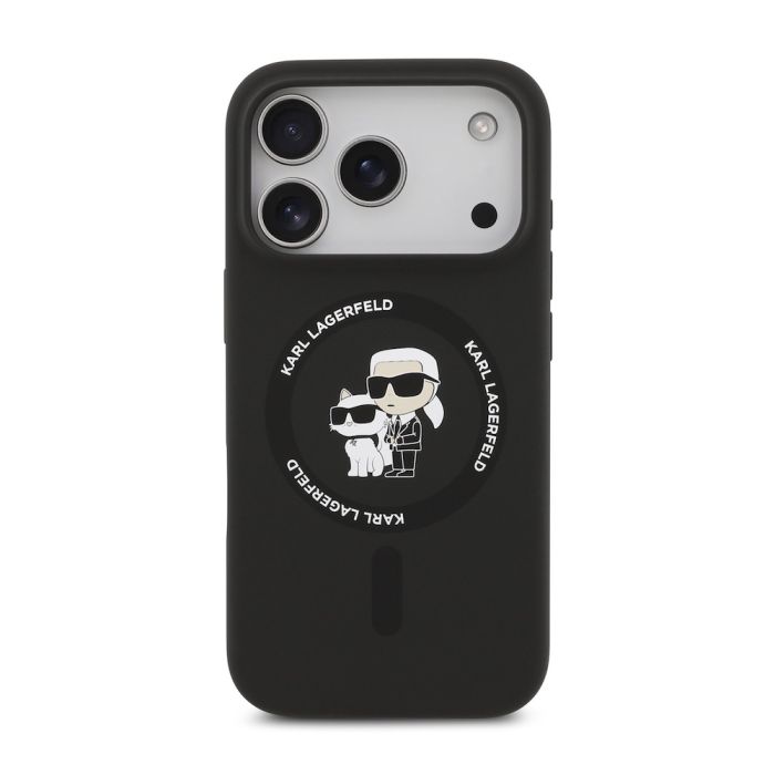Чехол Lagerfeld iPhone 17 Pro Liquid Silicone NFT Karl & Choupette, MagSafe, Черный