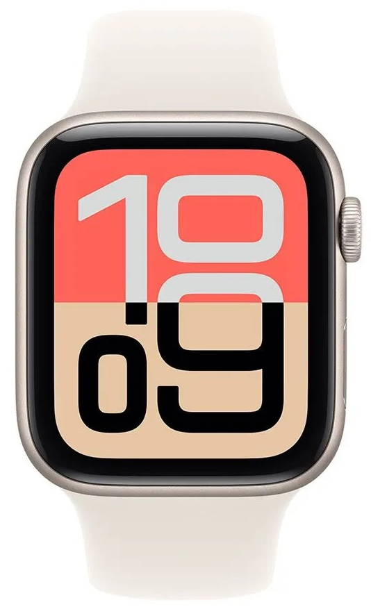 Apple Watch SE 3 (2025), 40мм, корпус цвета "Сияющая звезда", спортивный ремешок "Сияющая звезда" M/L (MEH54)
