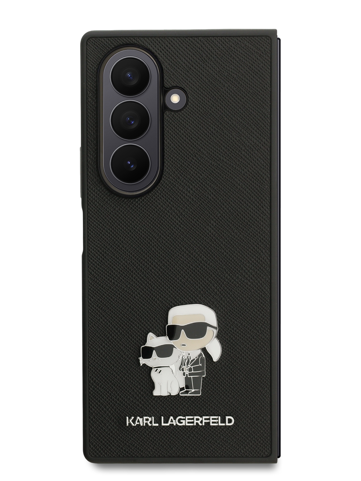 Чехол Lagerfeld для Galaxy Z Fold7 PU NFT Karl&Choup heads Metal pin and Camera Hard Black (MagSafe), Черный