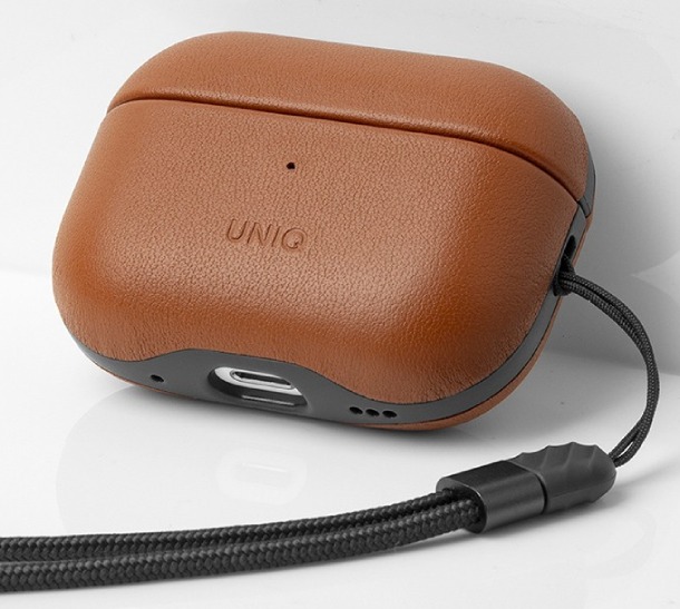 Чехол Uniq Terra Genuine Кожа с ремешком для AirPods Pro 2, Коричневая Ириска