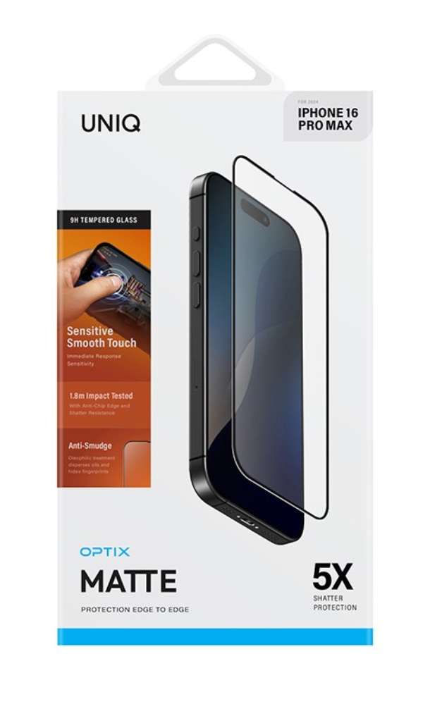 Защитное стекло Uniq OPTIX Matte Clear/Black (+installer) для IPhone 16 Pro Max