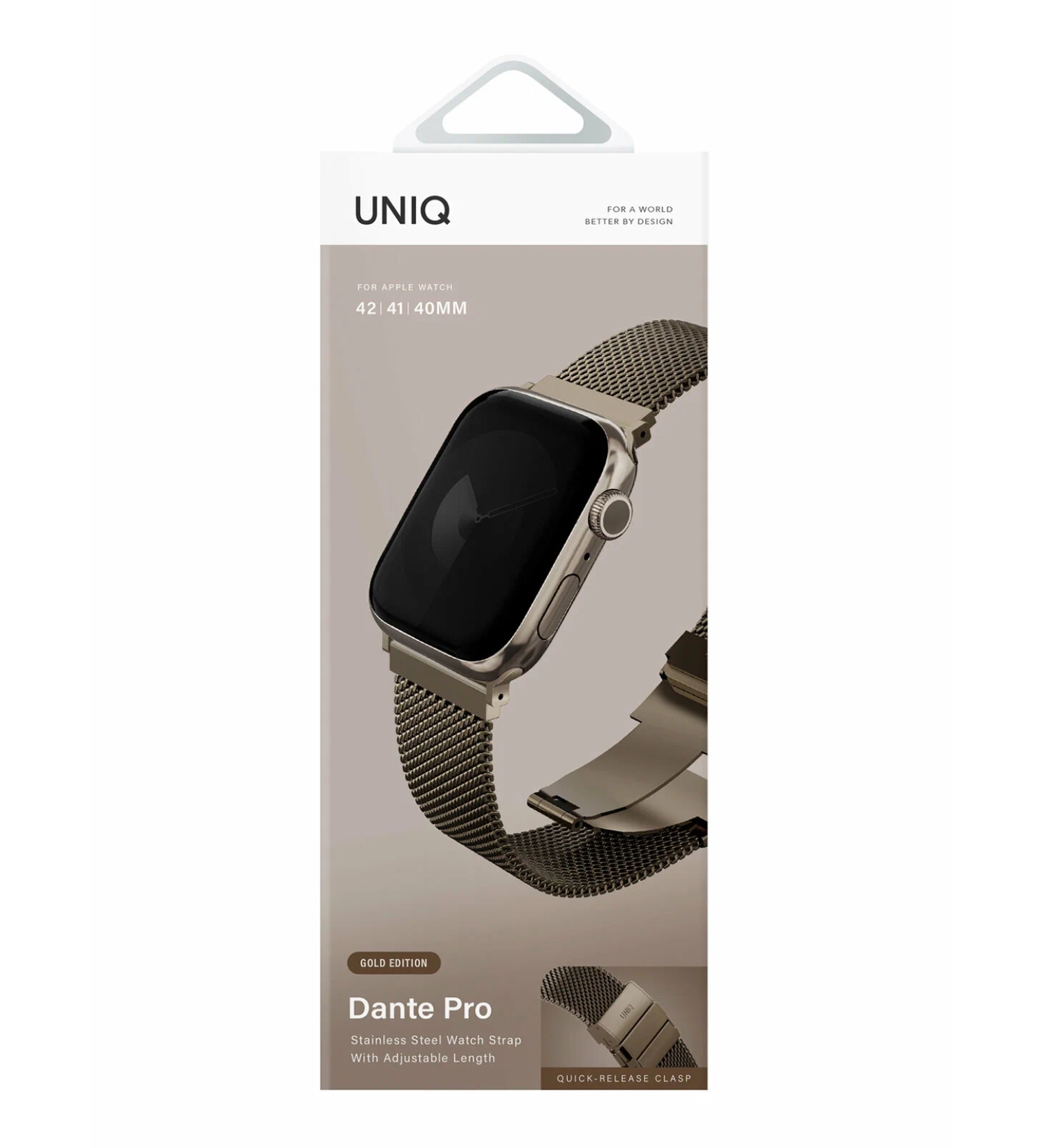 Ремешок Uniq Dante PRO Strap Mesh Steel Ember для Apple Watch 42/41/40 мм, Золотой