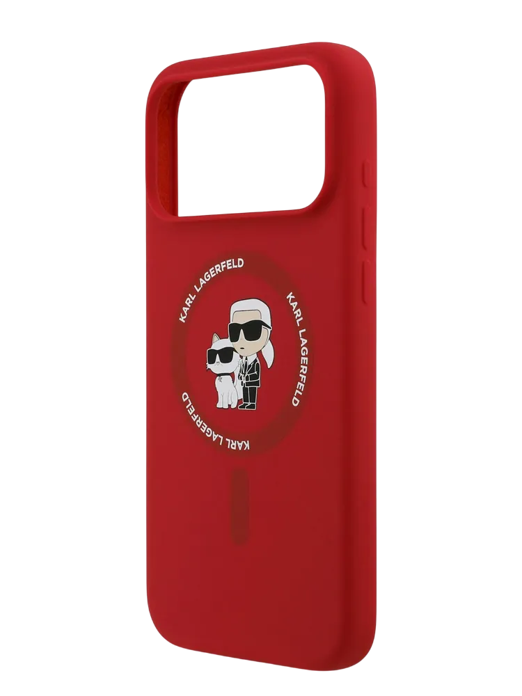 Чехол Lagerfeld iPhone 17 Pro Max Liquid Silicone NFT Karl & Choupette Hard Red, MagSafe, Красный
