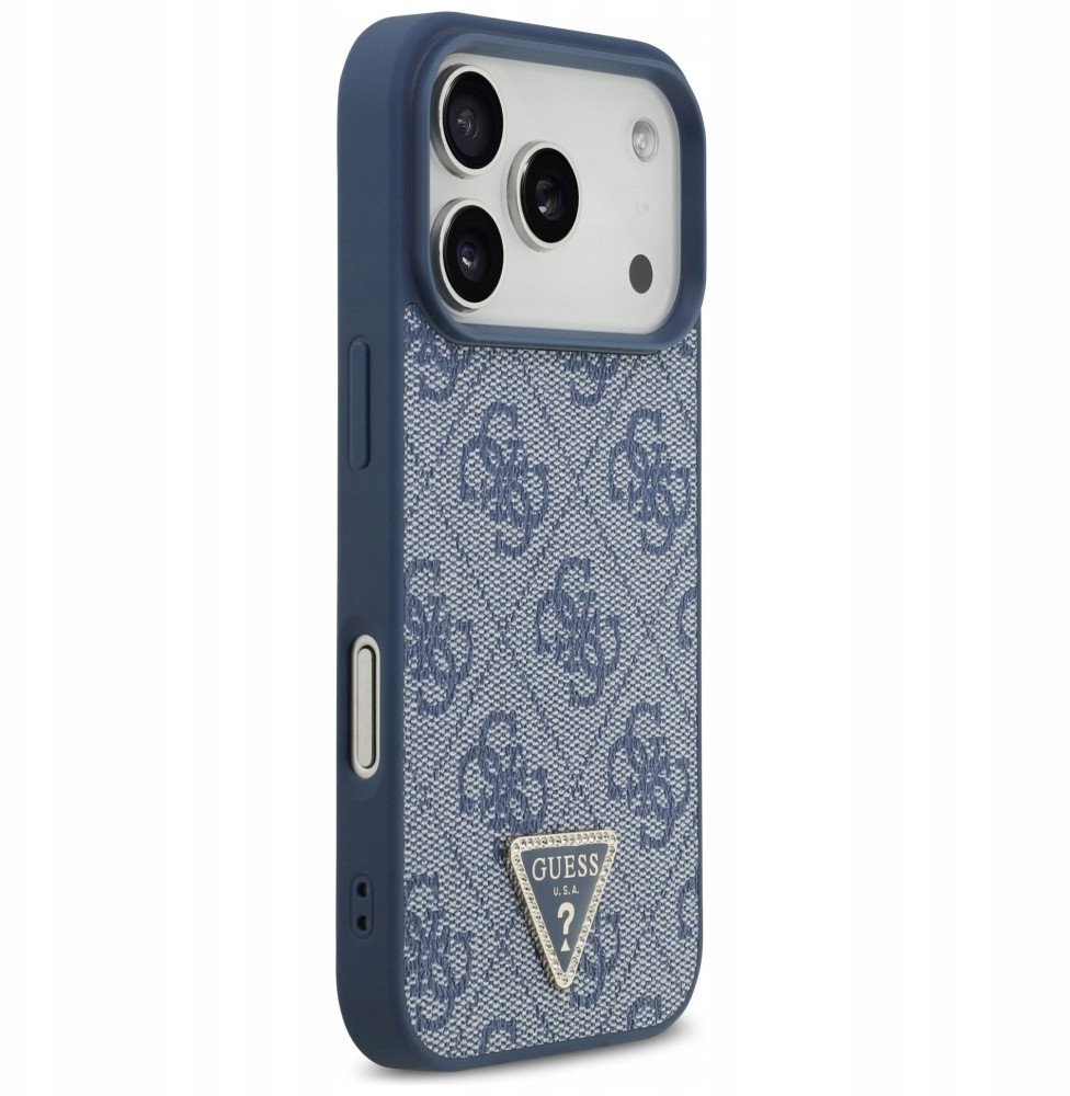 Чехол Guess iPhone 17 Pro чехол PU 4G Triangle Diamond metal logo Hard Blue, Magsafe, Синий