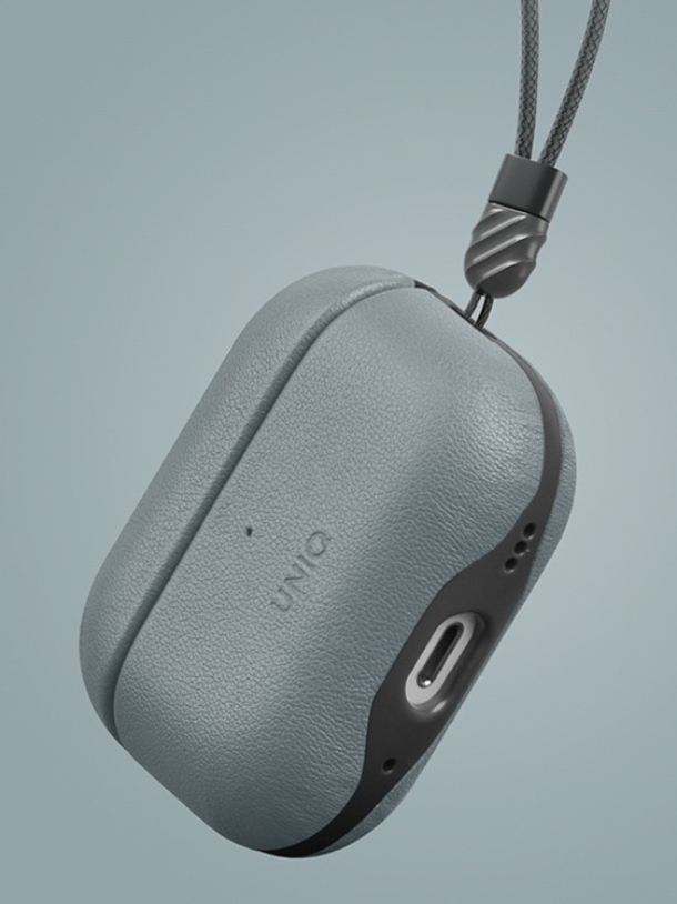 Чехол Uniq Lyden DS Кожзаменитель c ремешком Washed для AirPods Pro 2, Синий/Черный