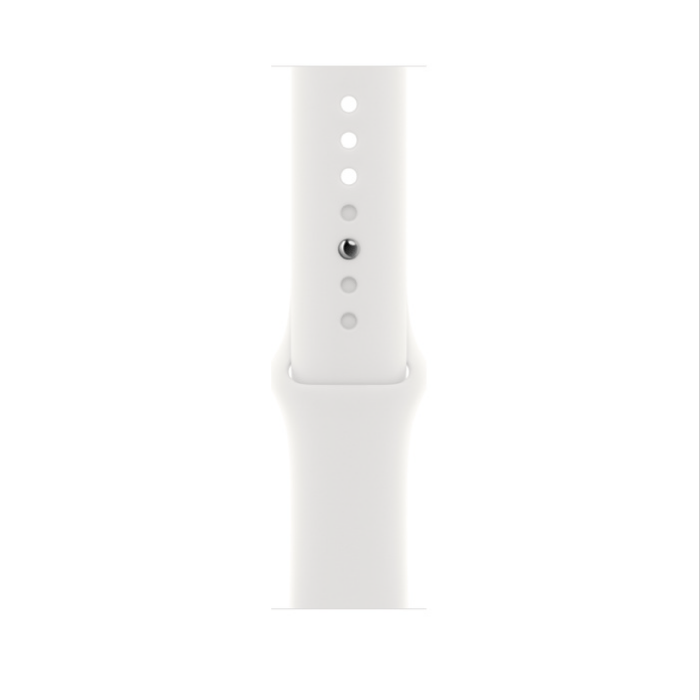 Apple Watch Series 8, 45 мм, корпус из алюминия серебристого цвета, спортивный ремешок белого цвета, MP6N3 / MP6P3 / MP4J3