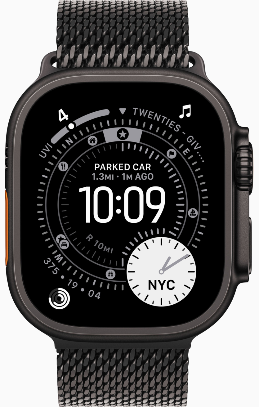 Apple Watch Ultra 3 GPS, 49 мм, корпус из черного титана, ремешок Milanese черного цвета S