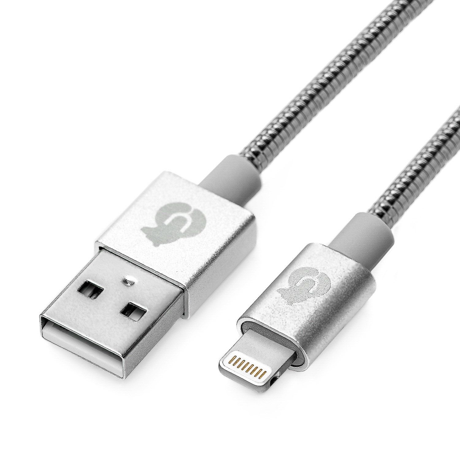 Ubear Force USB-A – Lightning, стальная оплётка 1.2м, Серебряный