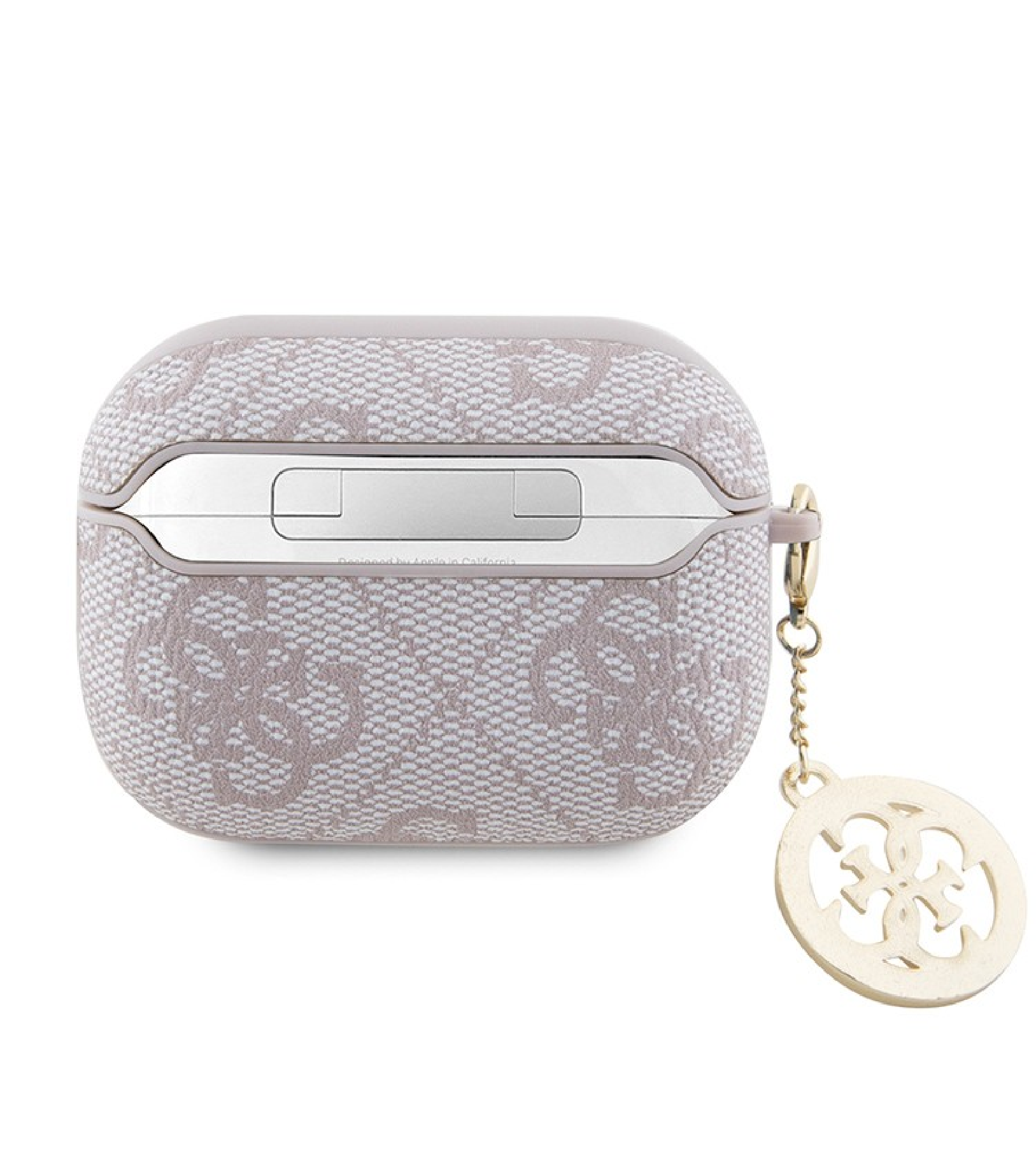 Чехол Guess PU leather 4G with Classic metal logo and Diamond charm для Airpods Pro 2, Розовый