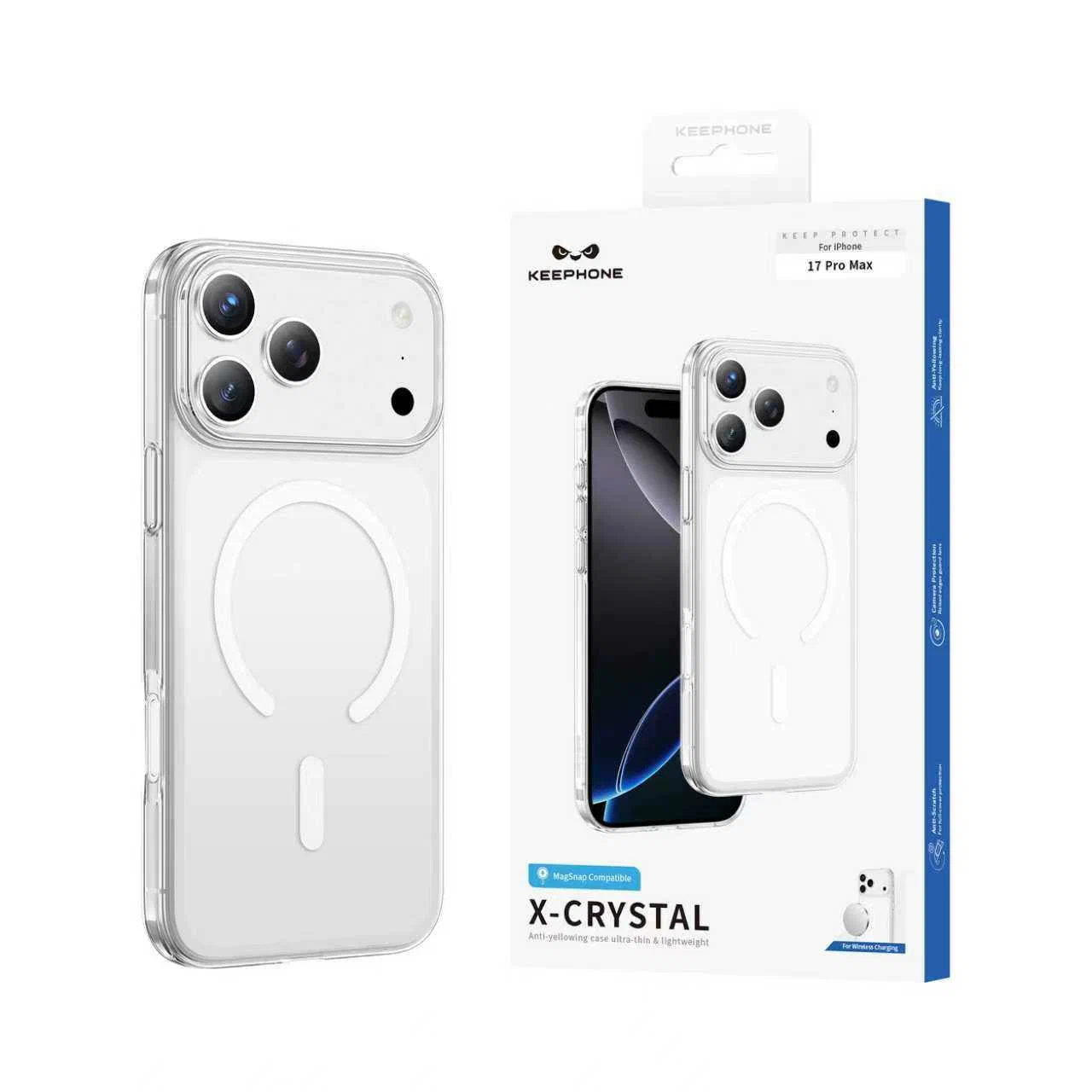 Чехол Keephone X-Crystal MagSafe Cas iPhone 17 Pro Max, Прозрачный