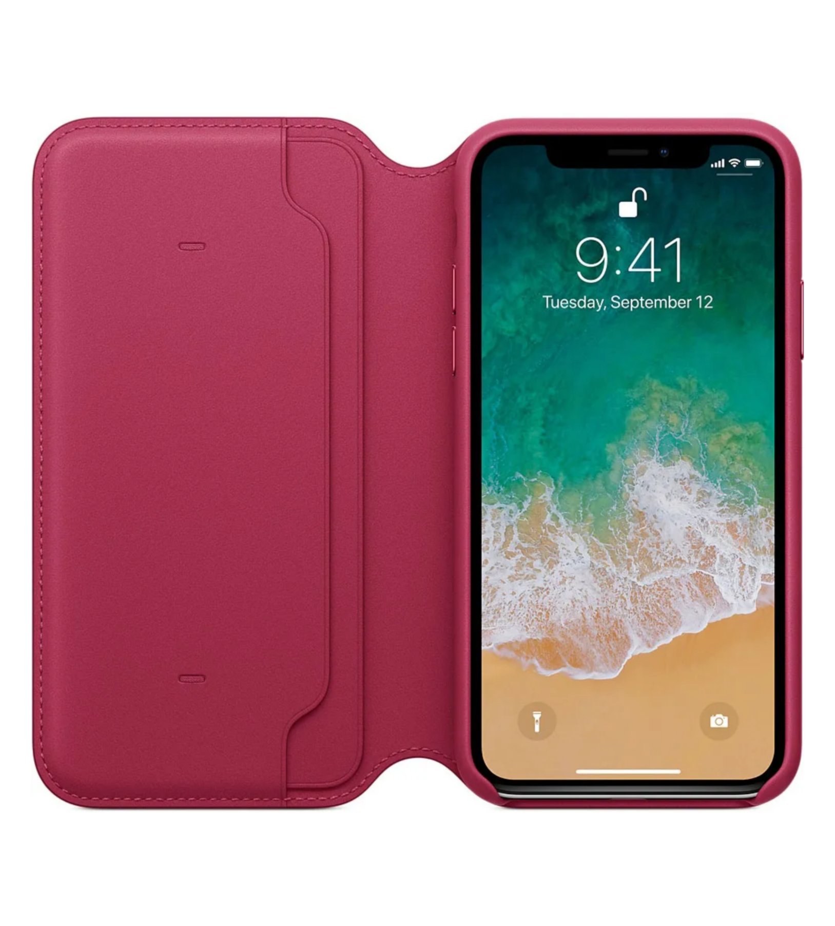 Чехол Apple Кожа для Apple iPhone X/XS, Ягодный