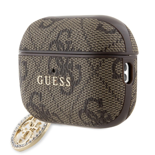 Чехол Guess для Airpods Pro 2 PU, Кожа 4G с металлическим логотипом и брелком, Коричневый