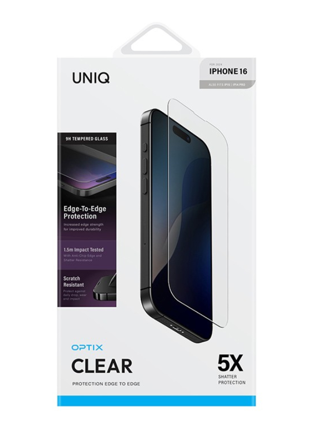 Защитное стекло Uniq OPTIX Clear (+installer) для IPhone 16