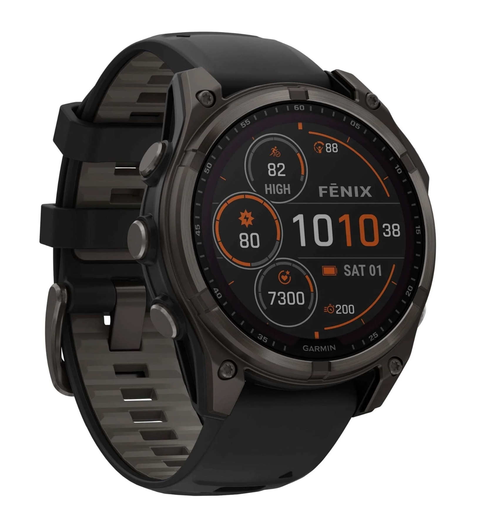 Garmin Fenix 8, 47 мм, Solar, Сапфирово-серый титан DLC с черным / серым силиконом