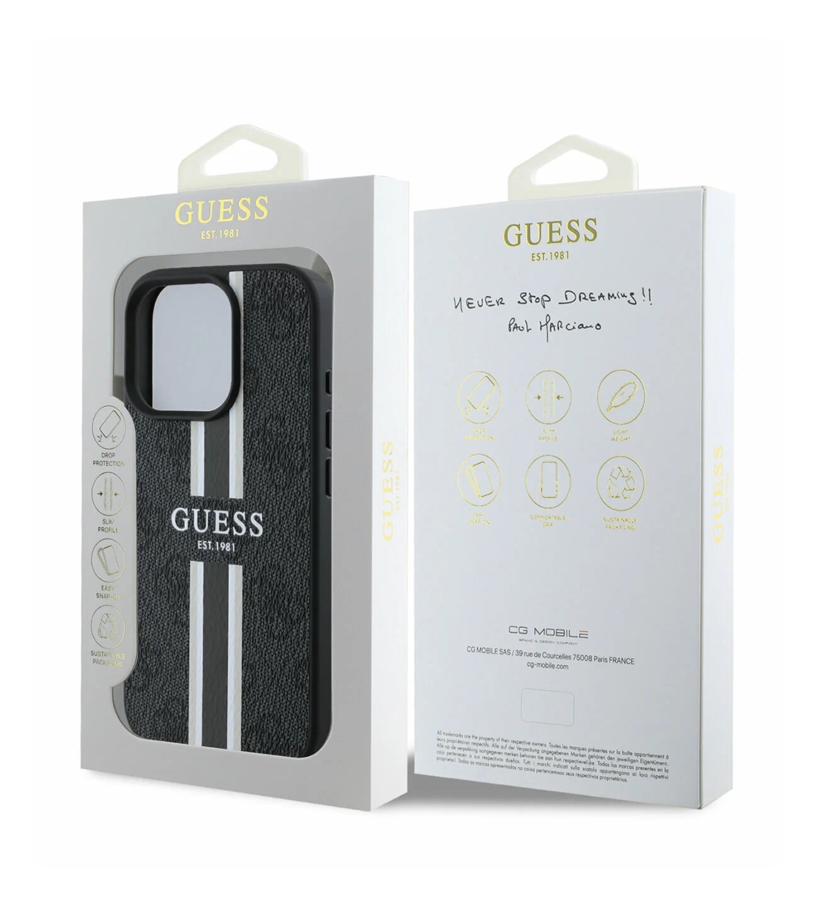 Чехол Guess PU 4G Stripes Hard Black (MagSafe) для iPhone 16 Pro Max, Черный