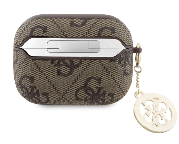 Чехол Guess для Airpods Pro 2 PU, Кожа 4G с металлическим логотипом и брелком, Коричневый