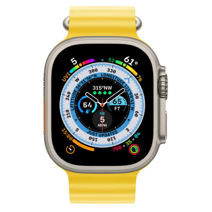 Apple Watch Ultra, 49 мм, корпус из титана, ремешок Ocean желтого цвета, FNH93 - CPO