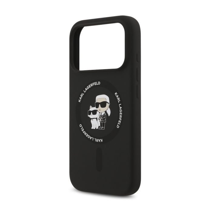 Чехол Lagerfeld iPhone 17 Pro Liquid Silicone NFT Karl & Choupette, MagSafe, Черный