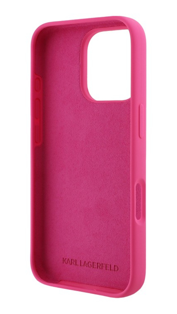 Чехол Lagerfeld для iPhone 16 Pro Max, Силикон RSG логотип, Фуксия