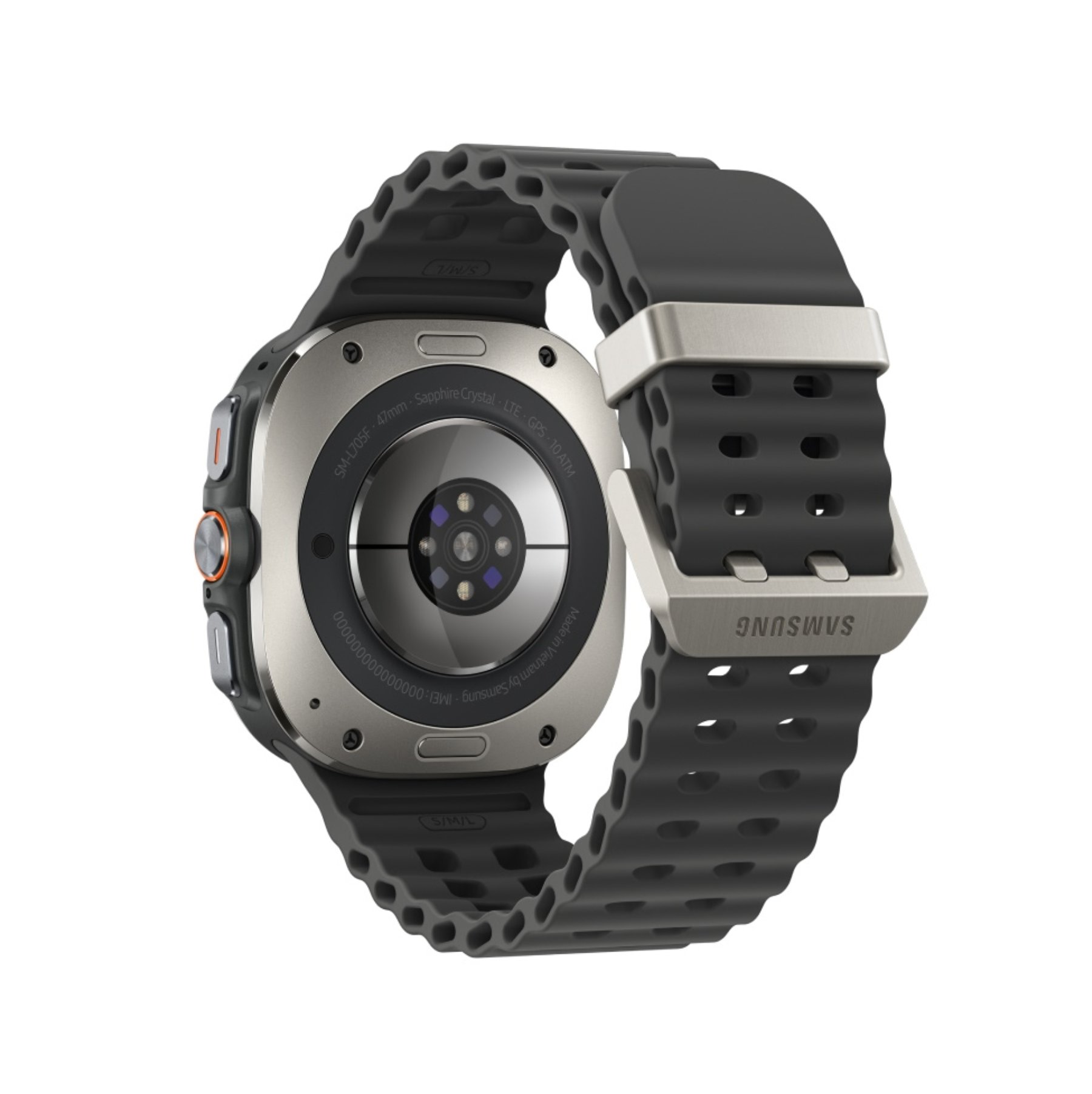 Samsung Galaxy Watch Ultra LTE, 47 мм, 2025, Титановое серебро, Ремешок Marine тёмно-серый