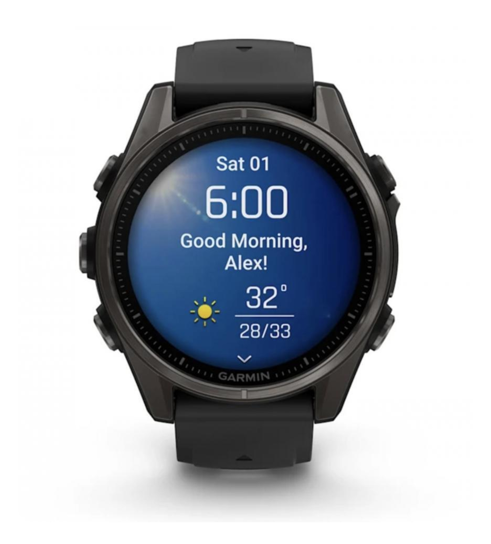 Garmin Fenix 8, 43 мм, AMOLED, Сапфирово-серый DLC-титан с черным / серо-галечным силиконовым ремешком