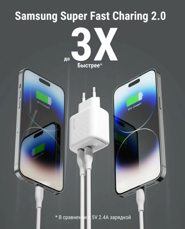 VOLTME Revo 45CA Duo GaN, PD 3.0 45 W Вт USB A + Type-C, Белый