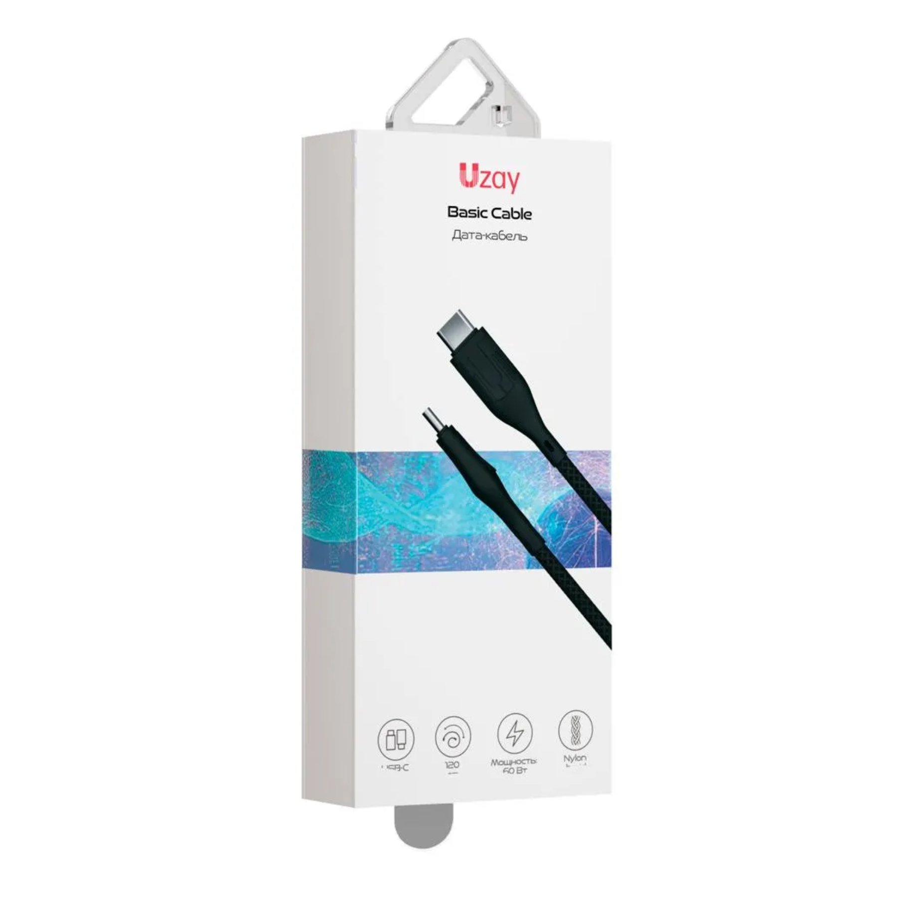 Uzay Basic Cable USB-C - USB-C, 60W, 1.2м, Черный