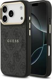 Чехол Guess iPhone 17 Pro чехол PU 4G Classic metal logo Gold camera Hard Black, Magsafe, Коричневый