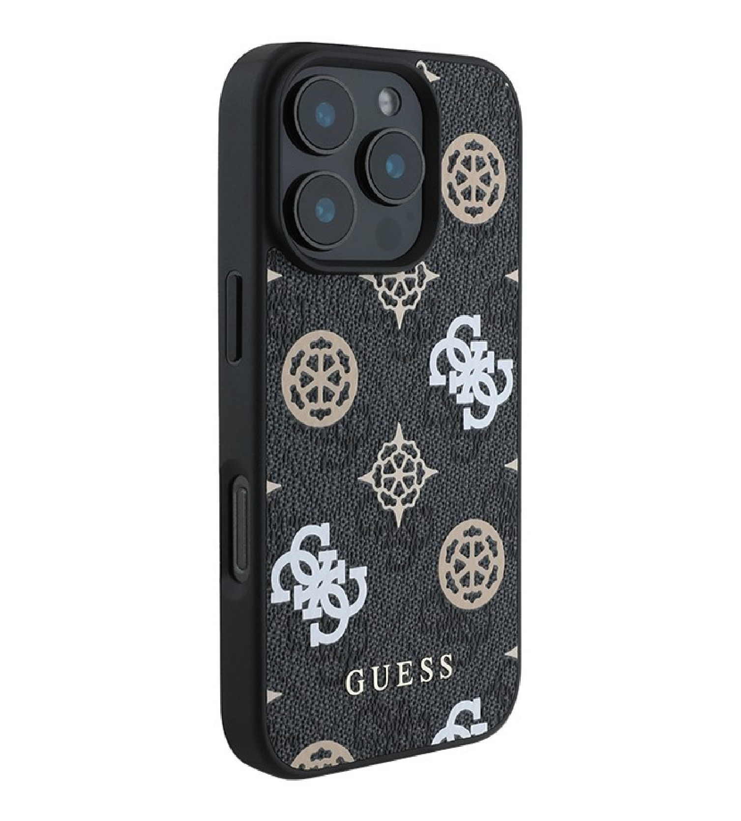 Чехол Guess PU 4G Colored Peony Hard с MagSafe для iPhone 16 Pro Max, Черный
