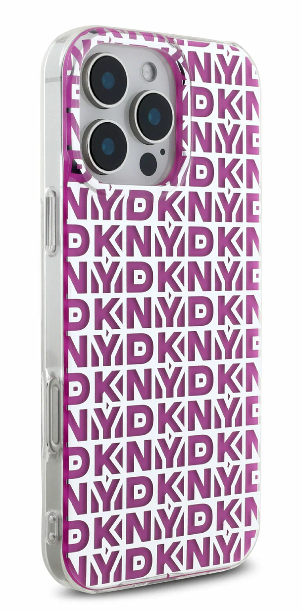 Чехол DKNY для iPhone 16 Pro Max, PC/TPU Двойной слой с твердым гальваническим покрытием, Розовый