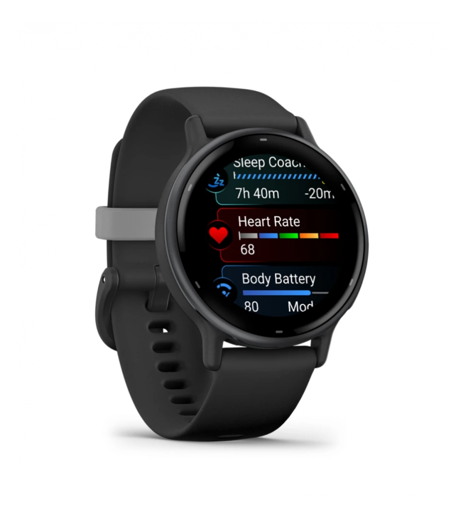 Garmin Vivoactive 5 Slate, алюминиевый ободок с черным корпусом и силиконовым браслетом