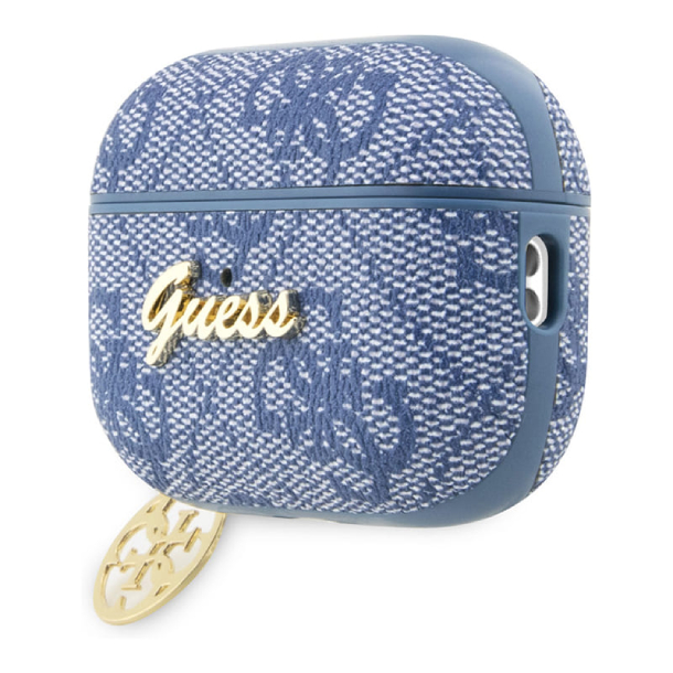 Чехол Guess для Airpods Pro 2 PU Кожа 4G с металлическим логотипом и брелком, Синий