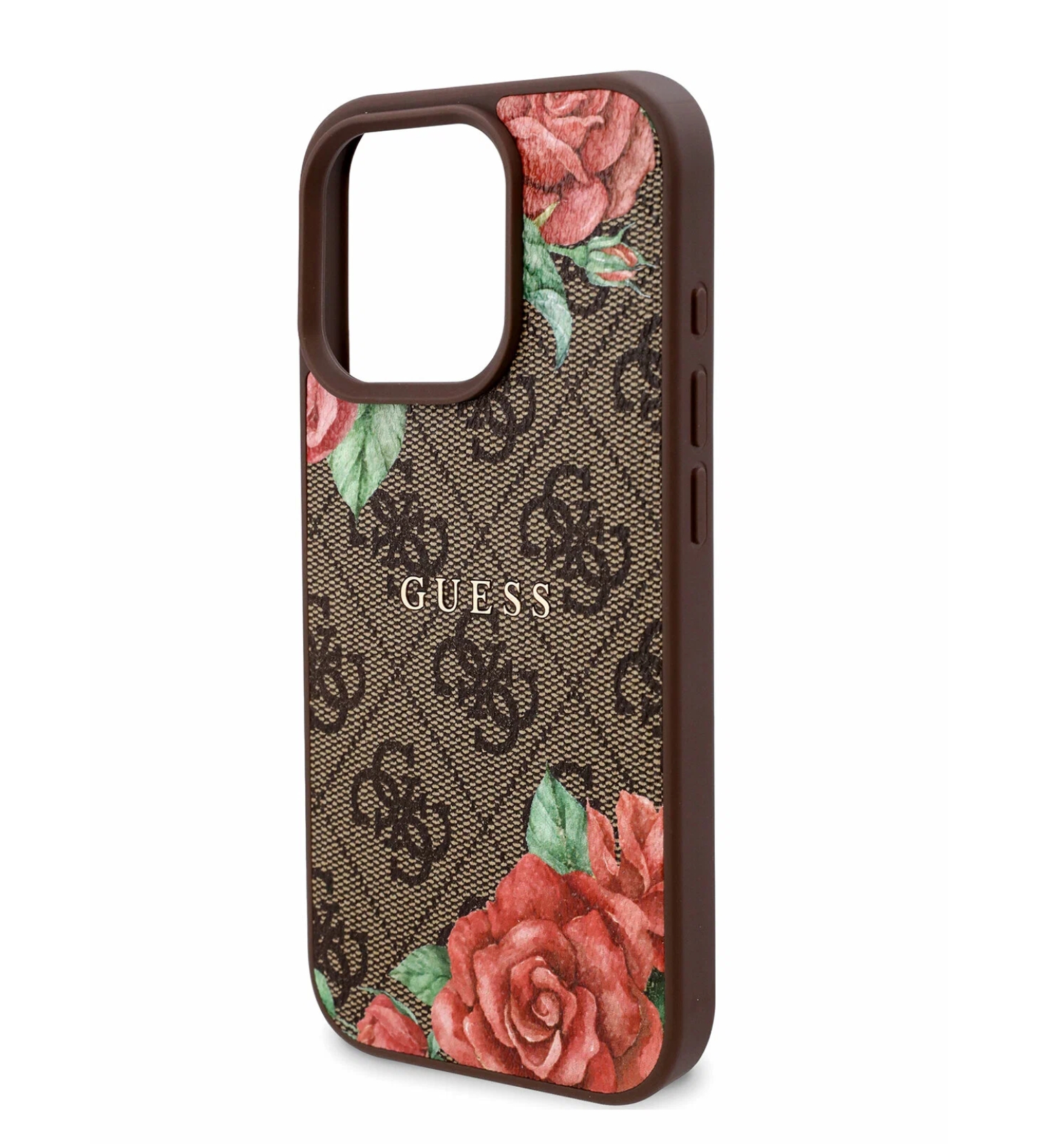 Чехол Guess PU Flowers Roses Hard с MagSafe для iPhone 16 Pro Max, Коричневый