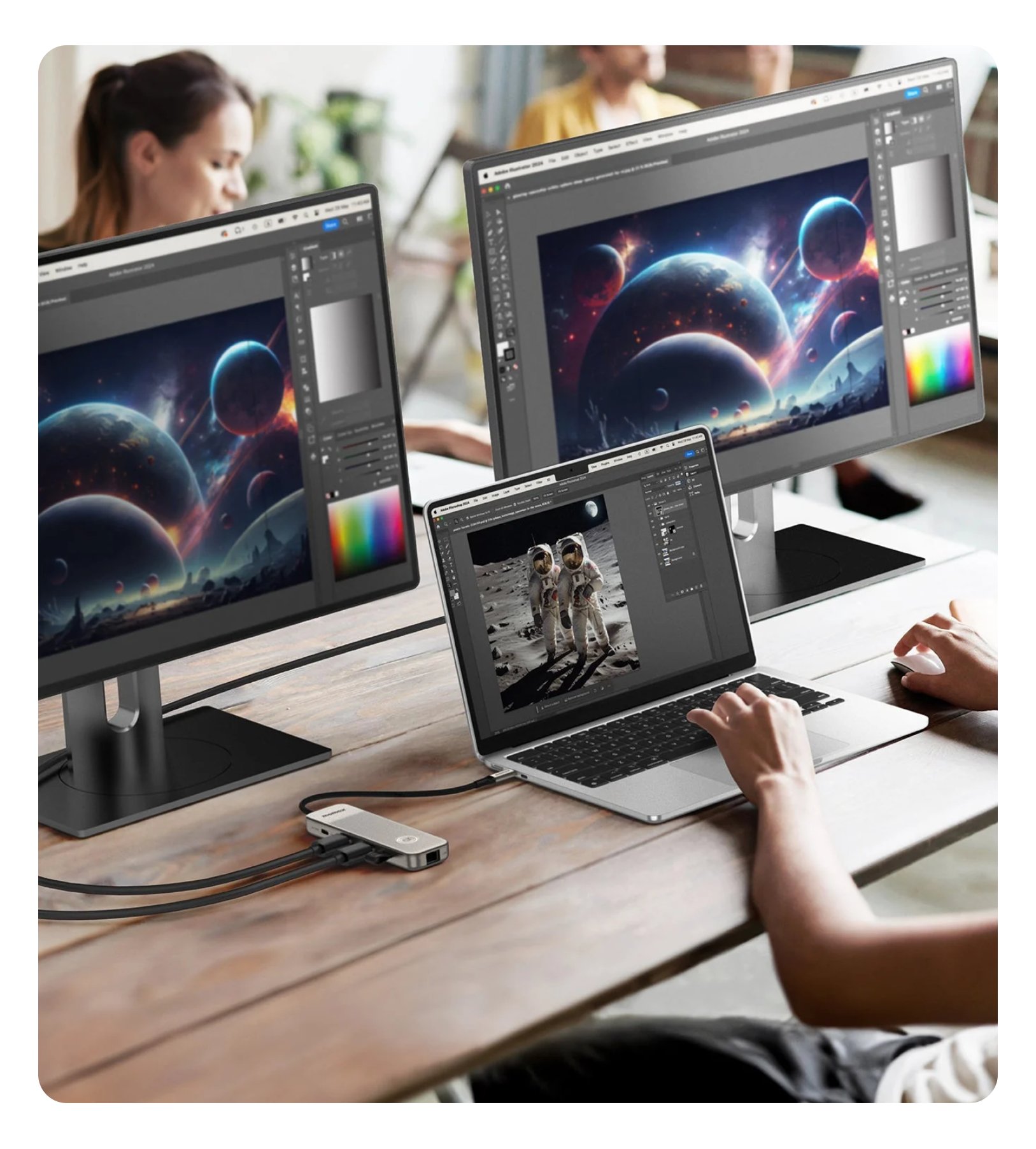 MOMAX ONELINK 9 in 1 multi-function USB-C hub, Титановый, DH19LE