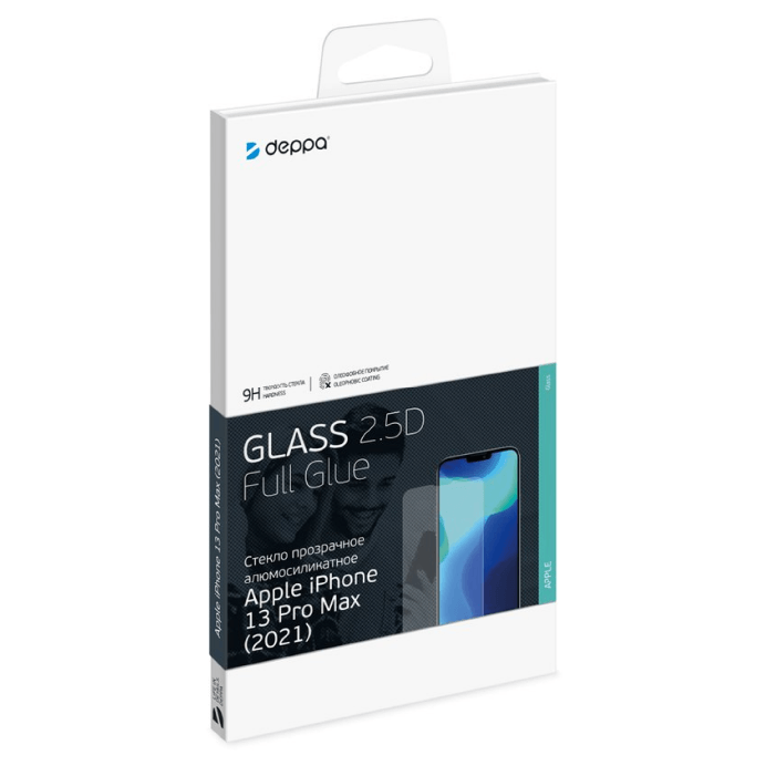 Защитное стекло Deppa 2,5D Classic Full Glue для Apple iPhone 13 Pro Max, Прозрачное