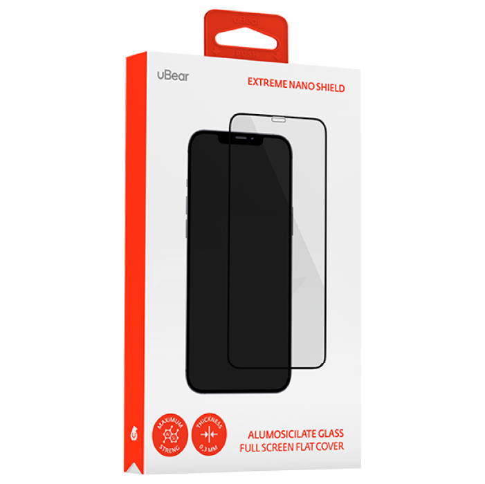Защитное стекло Ubear Extreme Nano для Apple iPhone 12 Pro Max, Чёрная рамка