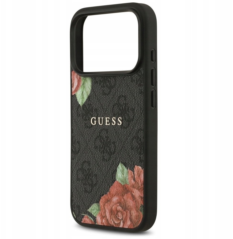 Чехол Guess iPhone 17 Pro Max PU Flowers Roses Hard Black, MagSafe, Черный