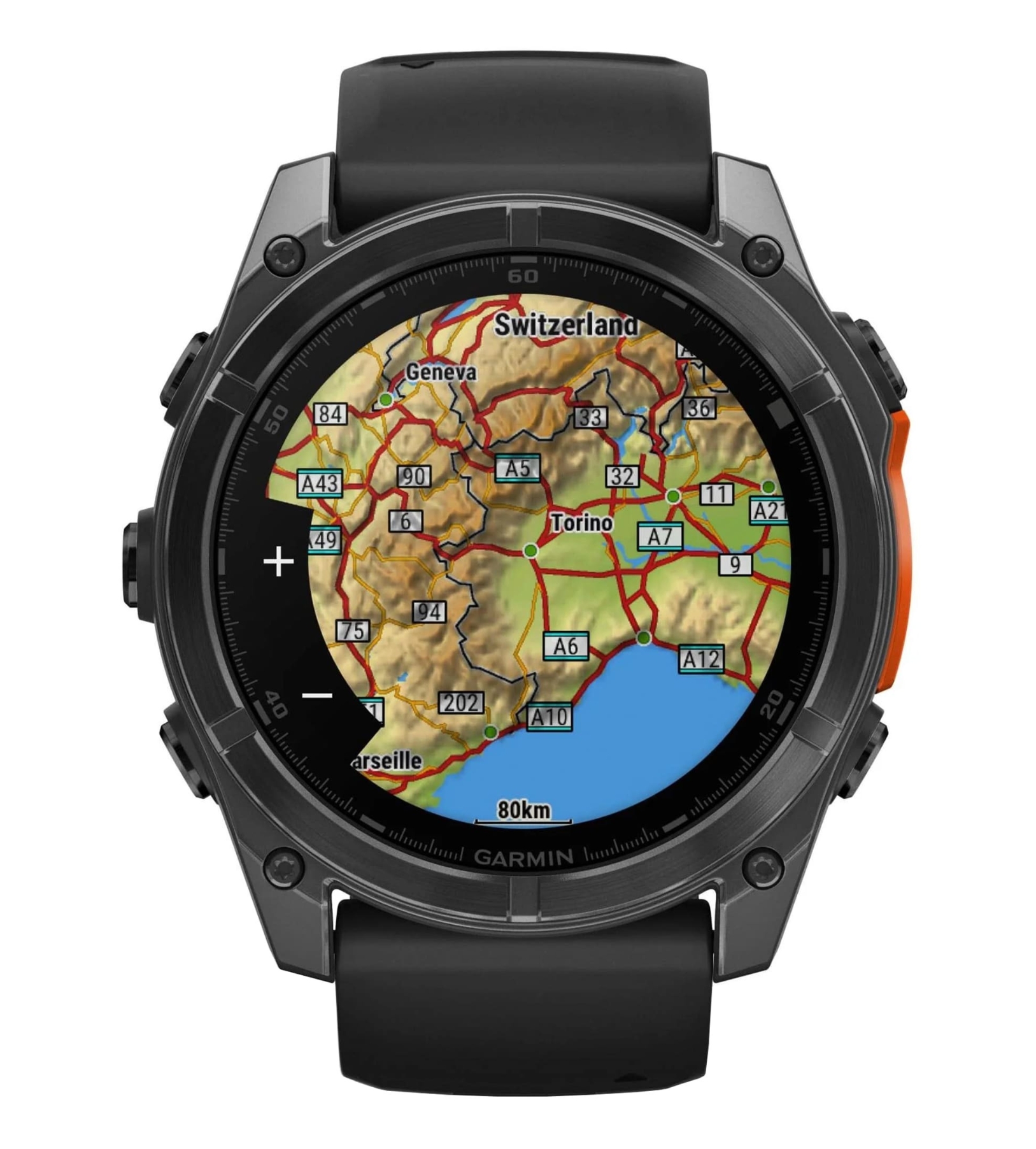 Garmin Fenix 8, 51 мм, AMOLED, Темно-серый с черной силиконовой лентой